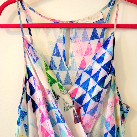 Amanda Uprichard for REVOLVE Geometric Pattern 100% Silk Romper - Size Large - Picture 7 of 16